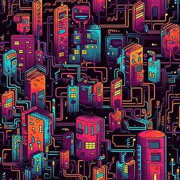 Aperçu de l'œuvre Rainbow Village - Colorful and Quirky Illustration by Pattern Stream de PatternStream