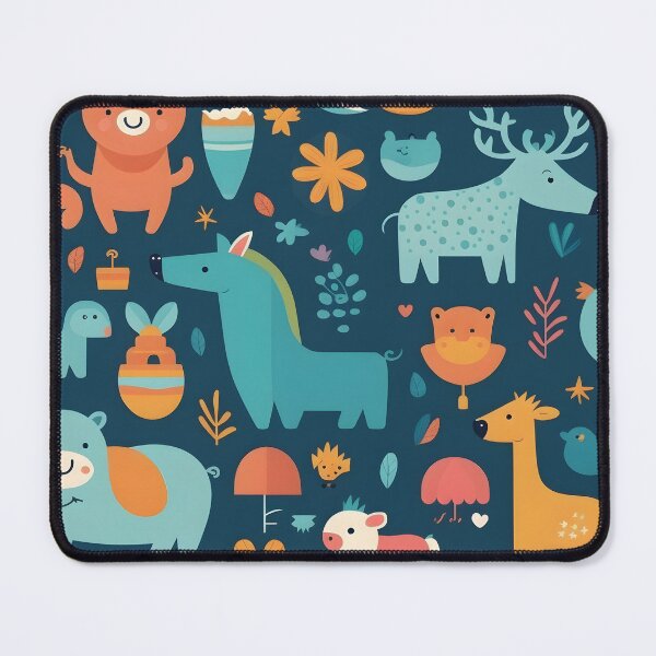 Item preview, Animals pattern 5 - blue background designed and sold by Cr-AI-tive.