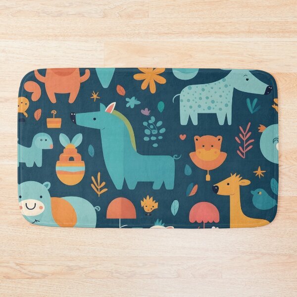 Item preview, Animals pattern 5 - blue background designed and sold by Cr-AI-tive.
