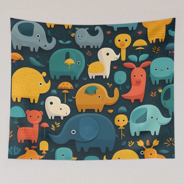 Item preview, Animals pattern 4 - black background designed and sold by Cr-AI-tive.