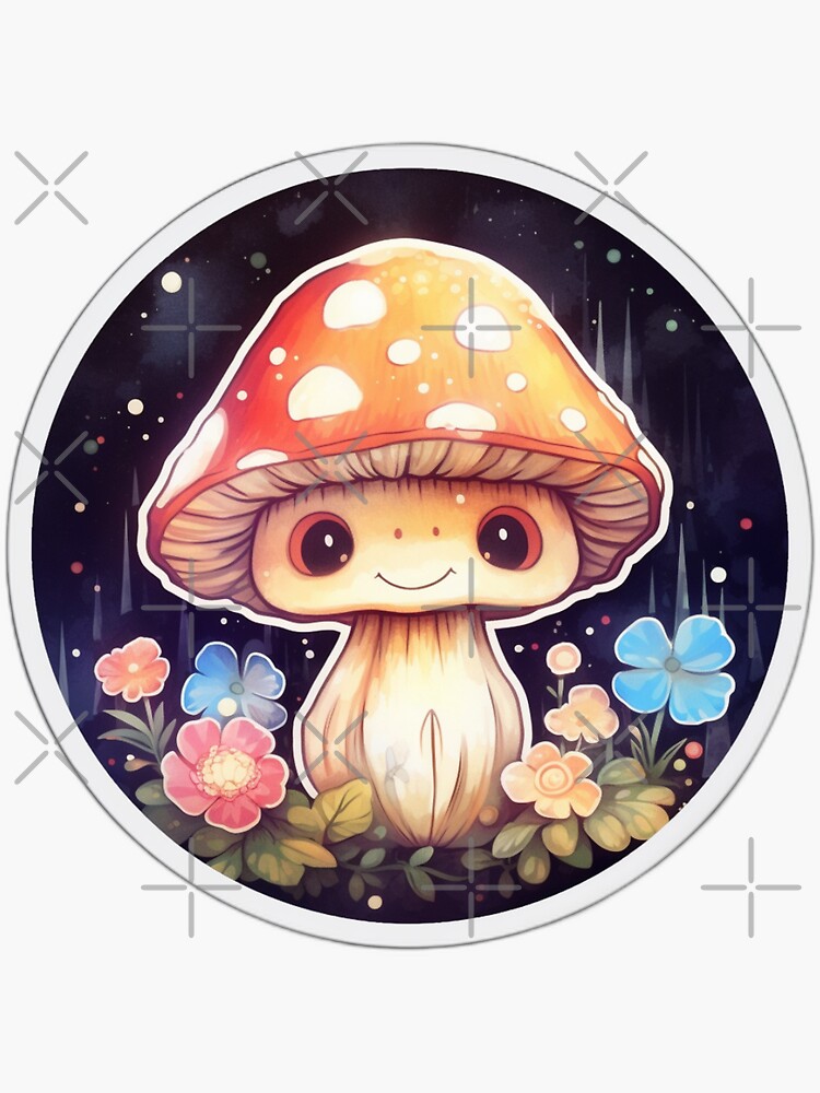 Cute anime mushroom illustration , an art print by AKartShop - INPRNT