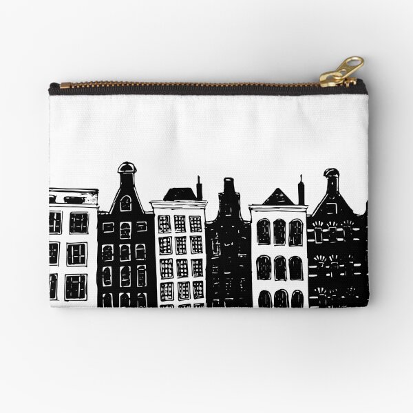 A drawing of Amsterdam architecture Zipper Pouch