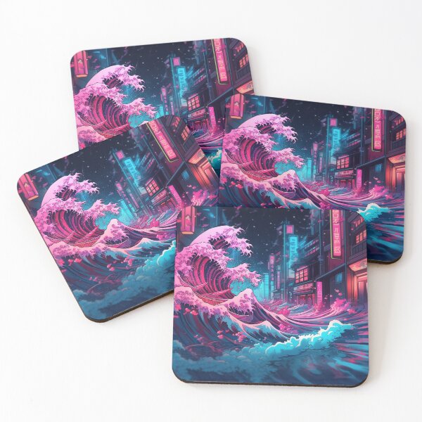 Item preview, The Great Wave Off Kanagawa Cyberpunk neon style designed and sold by zand-n-zive.
