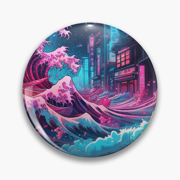 Item preview, The Great Wave Off Kanagawa Cyberpunk neon style designed and sold by zand-n-zive.