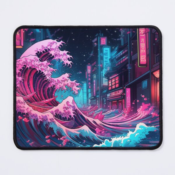 Item preview, The Great Wave Off Kanagawa Cyberpunk neon style designed and sold by zand-n-zive.