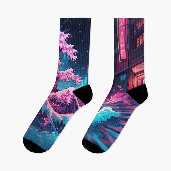 Item preview, The Great Wave Off Kanagawa Cyberpunk neon style designed and sold by zand-n-zive.
