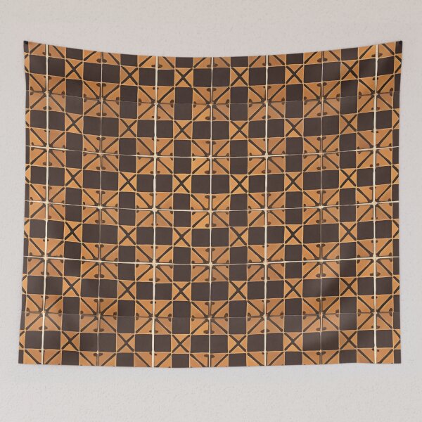 Item preview, Retro Tile Pattern dark yellow shades with dark brown designed and sold by RetroTile.