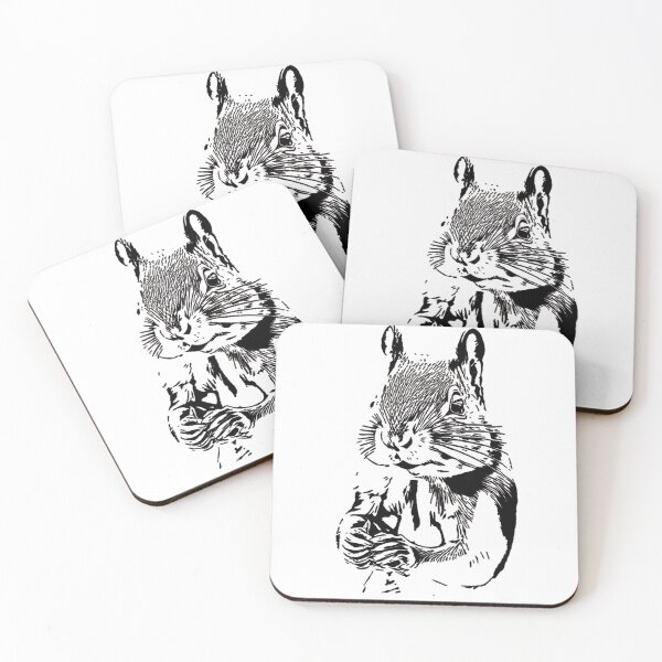 Item preview, vector style black and white drawing of a cute squirrel with folded paws designed and sold by Rostislav Bouda.