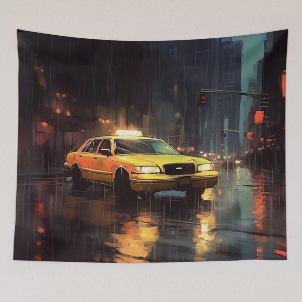 Item preview, Lonely Cab, Rainy New York, Yellow Taxi designed and sold by EtherealDreamin.