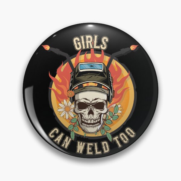 Item preview,  Welders skull woman sarcastic floral retro quote Girls can weld too designed and sold by HomeCoquette.