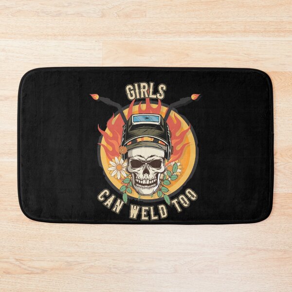 Item preview,  Welders skull woman sarcastic floral retro quote Girls can weld too designed and sold by HomeCoquette.