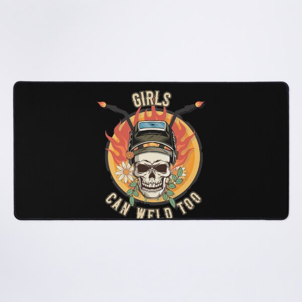 Item preview, Welders skull woman sarcastic floral retro quote Girls can weld too designed and sold by HomeCoquette.