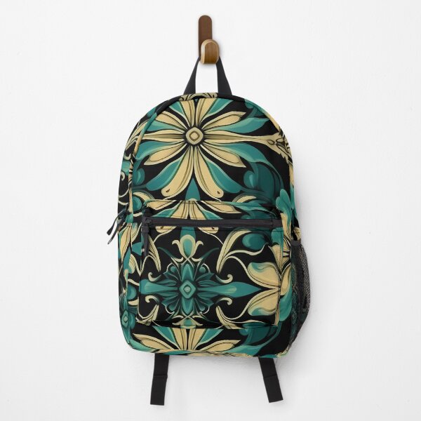 Item preview, Vintage Pattern : Green and Cream onto Black designed and sold by MTJ-Mushrooms.