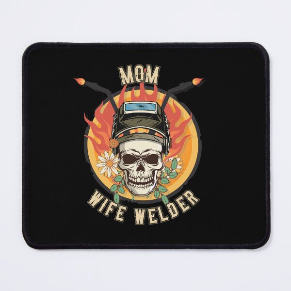 Item preview, Welders skull woman sarcastic floral retro quote Groovy mom wife welder designed and sold by HomeCoquette.