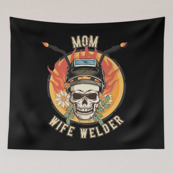 Item preview, Welders skull woman sarcastic floral retro quote Groovy mom wife welder  designed and sold by HomeCoquette.