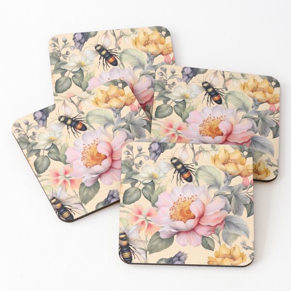 Item preview, Floral Pattern With Bees designed and sold by MTJ-Mushrooms.