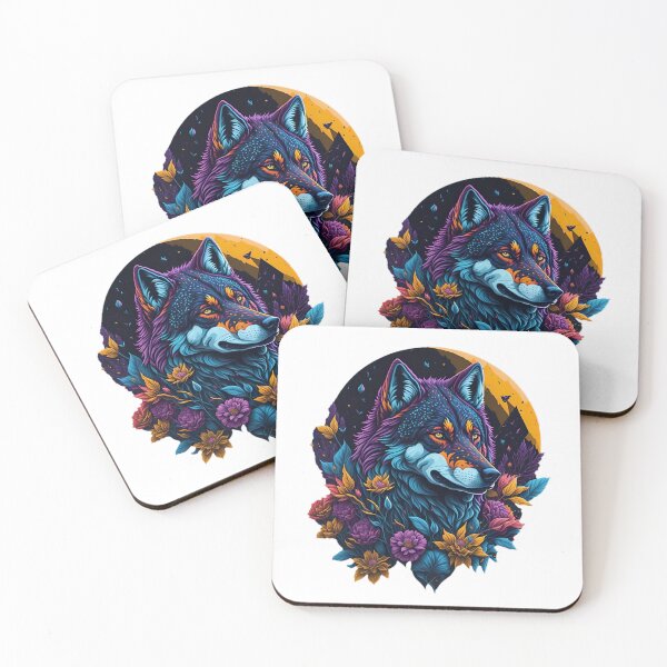 Item preview, Lobo colorido con flores designed and sold by ImageTreasury.