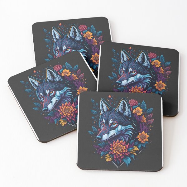 Item preview, Colorful Wolf with flowers  designed and sold by ImageTreasury.