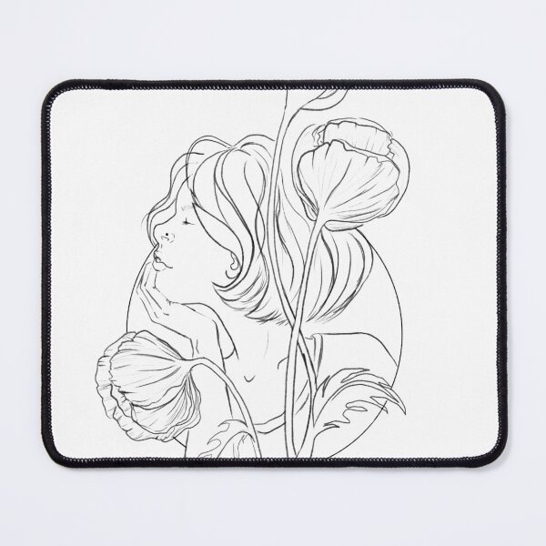 Artikelvorschau, Frau mit Mohnblume digitale Zeichnung entworfen und verkauft von Shirt-Touch.