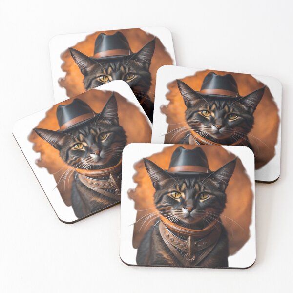 Item preview, wild west cat with hat designed and sold by WildWaveStylez.