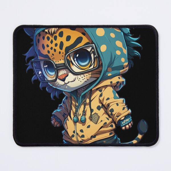 Item preview, Retro Anime-Style Cheetah Cub in Hoodie designed and sold by Bits-X-Pieces.