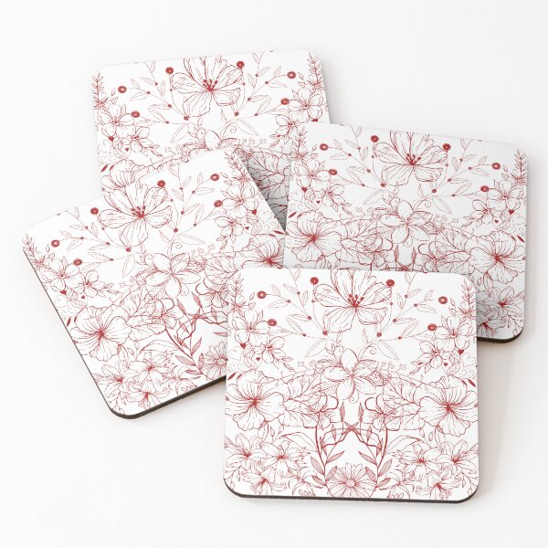 Item preview, Dark Red Floral Pattern Print designed and sold by SunshineSales.