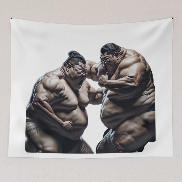 Item preview, Clash of Titans: Intense Sumo Wrestlers Engaged in a Fierce Battle designed and sold by RedArtG09.