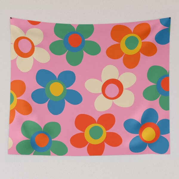 Item preview, Cheerful Maisie Flowers Colorful Floral Pattern on Pink designed and sold by kierkegaard.