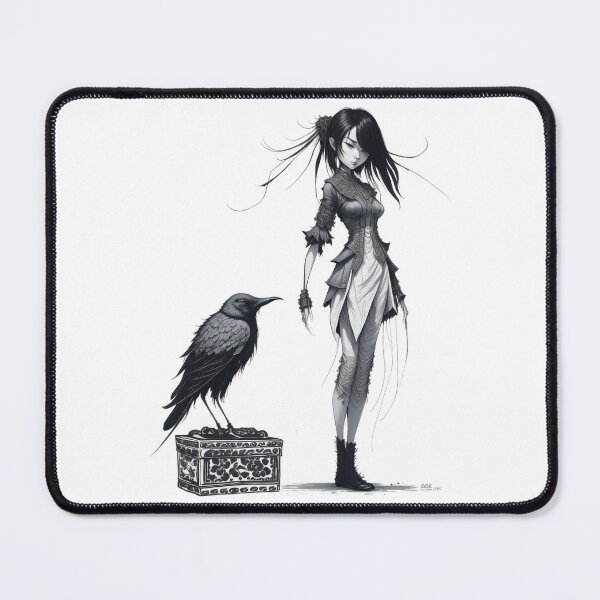 Item preview, Illustration Girl with her pet raven designed and sold by Arteligente.