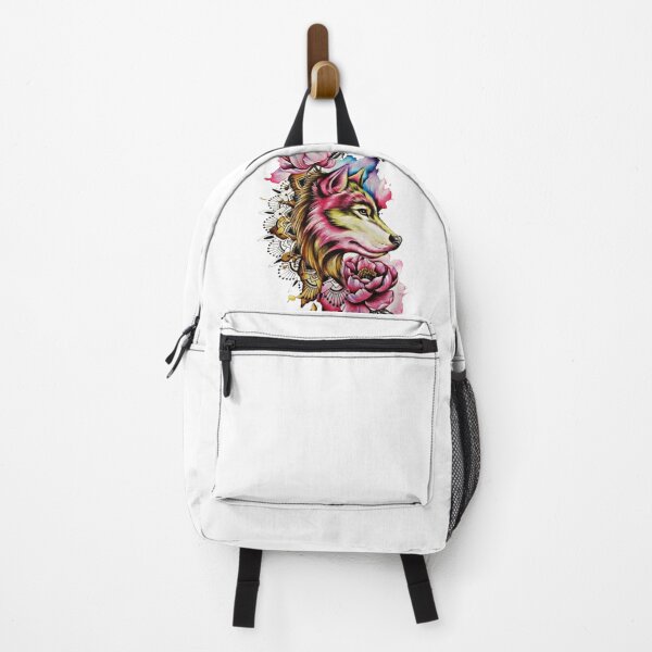 Item preview, colorful wolf with flowers designed and sold by Shop Anis.