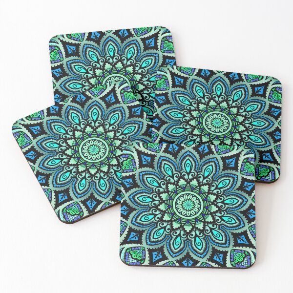 Item preview, Dotted blue mandala designed and sold by LadyDotDesign.