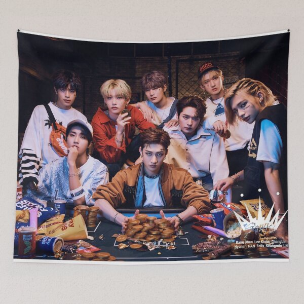 Item preview, SKZ Stray Kids skz kpop pink poster maxident case 143  bang chan lee know changbin hyunjin han seungmin jeongin maxident poster designed and sold by Kpop-Noona.