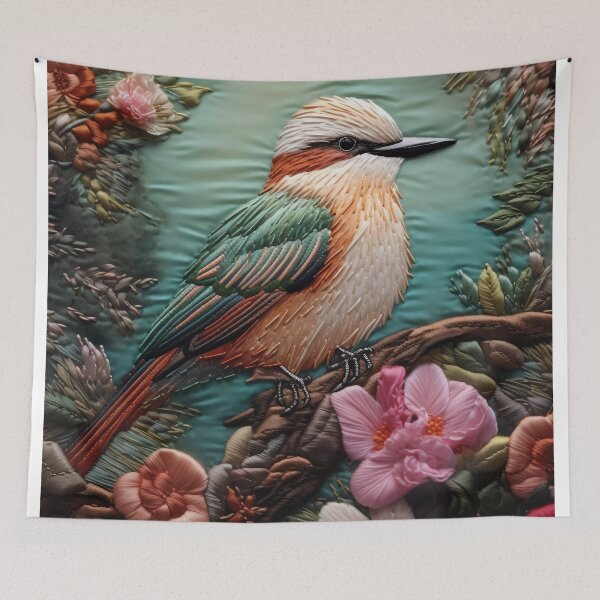Item preview, Embroidery art flower and bird pattern poster 04 designed and sold by UnaWu533.
