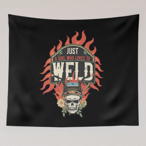 Item preview, Welders skull woman sarcastic floral retro quote Just a girl who loves to weld  designed and sold by HomeCoquette.