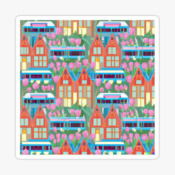 Dutch Trams, Tulips and Houses Sticker