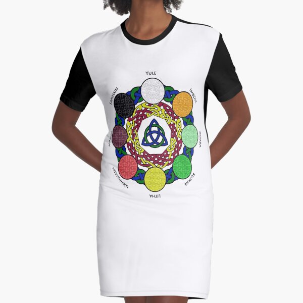Wheel of the Year (Light version) - Witches's Sabbats Graphic T-Shirt Dress
