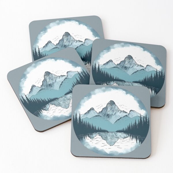 Item preview, The mountains reflected in the lake water designed and sold by Cahlie Li.