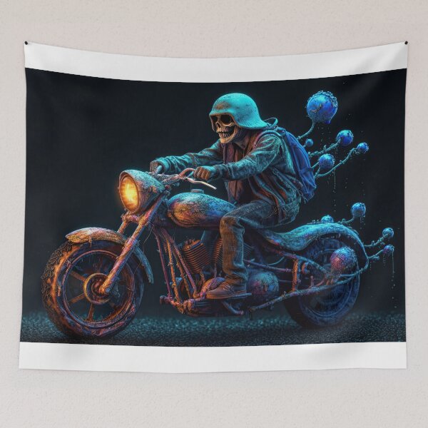Item preview, Bad Ass Skeleton Biker With a Weathered Bike designed and sold by Diego Re.