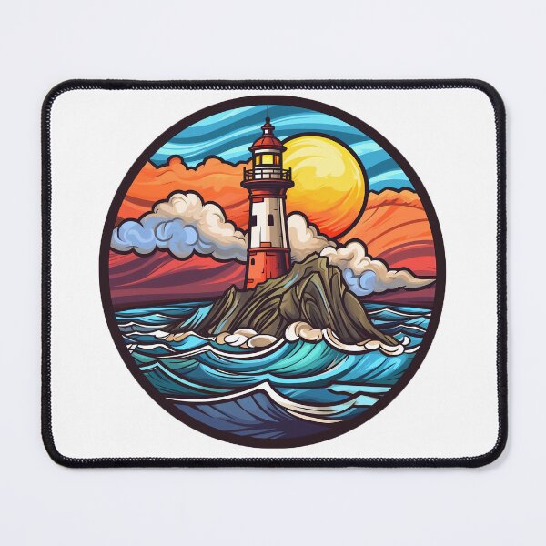 Item preview, a colorful lighthouse near ocean designed and sold by Picture-Art.