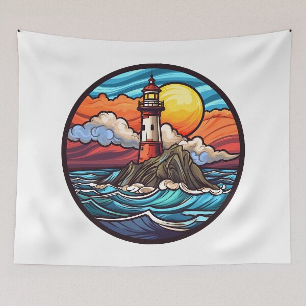 Item preview, a colorful lighthouse near ocean designed and sold by Picture-Art.