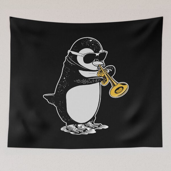 Aperçu de l'œuvre Trompette Joueur Pingouin Cadeau Enfants Musicien Trompette créée et vendue par DSWShirts.