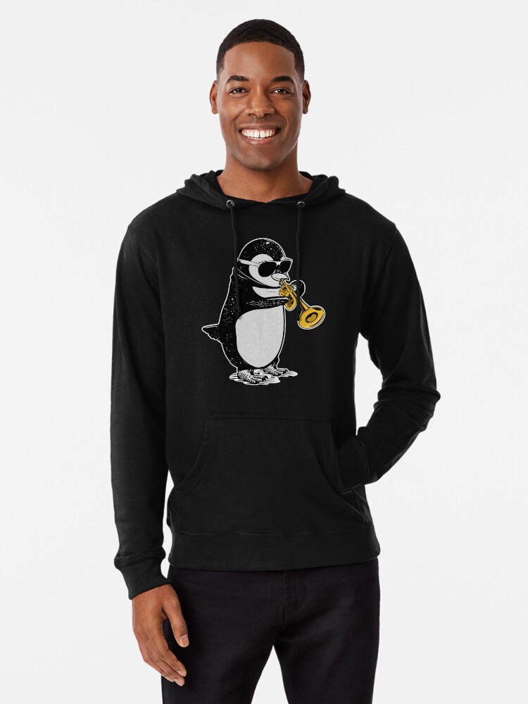 Trumpet Player Penguin Gift Kids Musician Trumpet Lightweight Hoodie