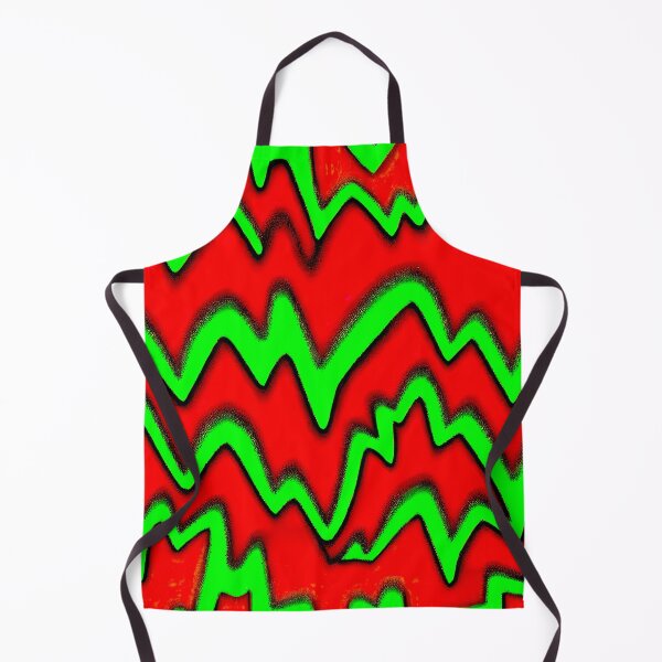 Item preview, #M673: Lime Green Wave Frizz on Red Groovy Move Pattern designed and sold by FarStarL33.