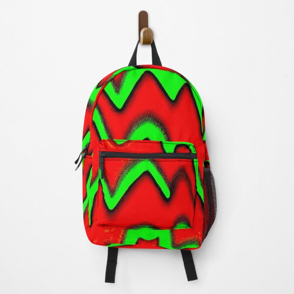 Item preview, #M673: Lime Green Wave Frizz on Red Groovy Move Pattern designed and sold by FarStarL33.