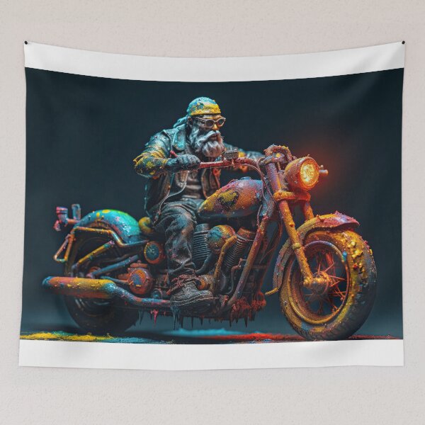 Item preview, Old Bad Ass Biker Hit With Yellow Paint designed and sold by Diego Re.