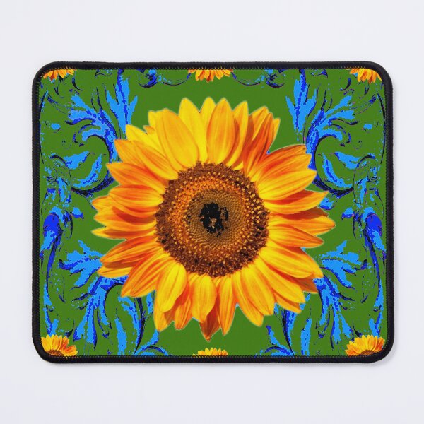 Item preview, BLUE SCROLLS GOLDEN SUNFLOWERS GREEN ART designed and sold by sharlesart.