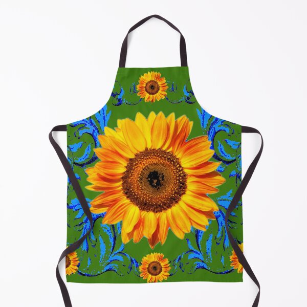 Item preview, BLUE SCROLLS GOLDEN SUNFLOWERS GREEN ART designed and sold by sharlesart.