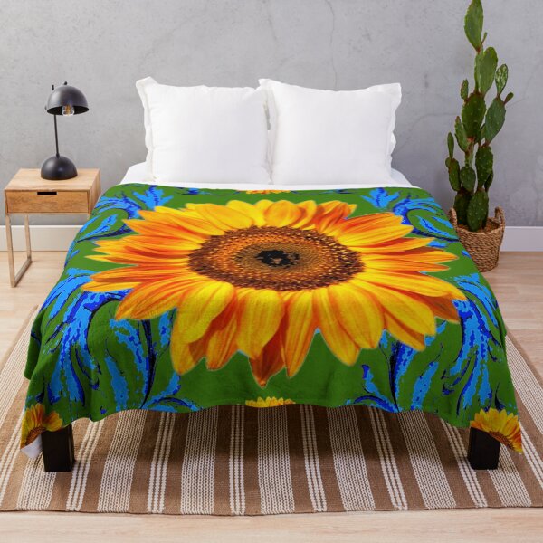 Item preview, BLUE SCROLLS GOLDEN SUNFLOWERS GREEN ART designed and sold by sharlesart.