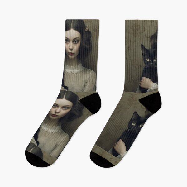 Item preview, Witchy Gothic Girl with Cat designed and sold by alicecats.