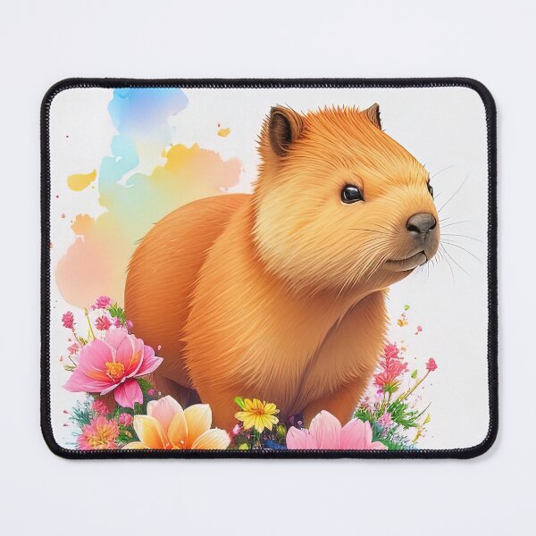 Item preview, Cute capybara with vibrant watercolor flowers illustration designed and sold by RK - Shop.